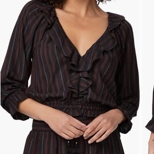 BNWT PAIGE Hally Striped Ruffle Top - Retails for $179